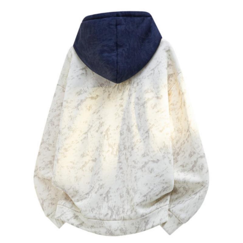 Men's Autumn And Winter Vintage Colorblock Patchwork Loose Fit Couple Hoodie, Men's Everyday Wear, Soft And Comfortable, Loose Versatile Warm Long Sleeve Hooded Jacket, Men's Hoodie