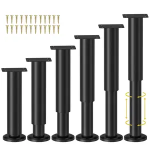 4-Pack Adjustable Furniture Legs, Heavy-Duty Cold Rolled Steel Support Feet for Sofa, TV Stand, Polished Metal Finish
