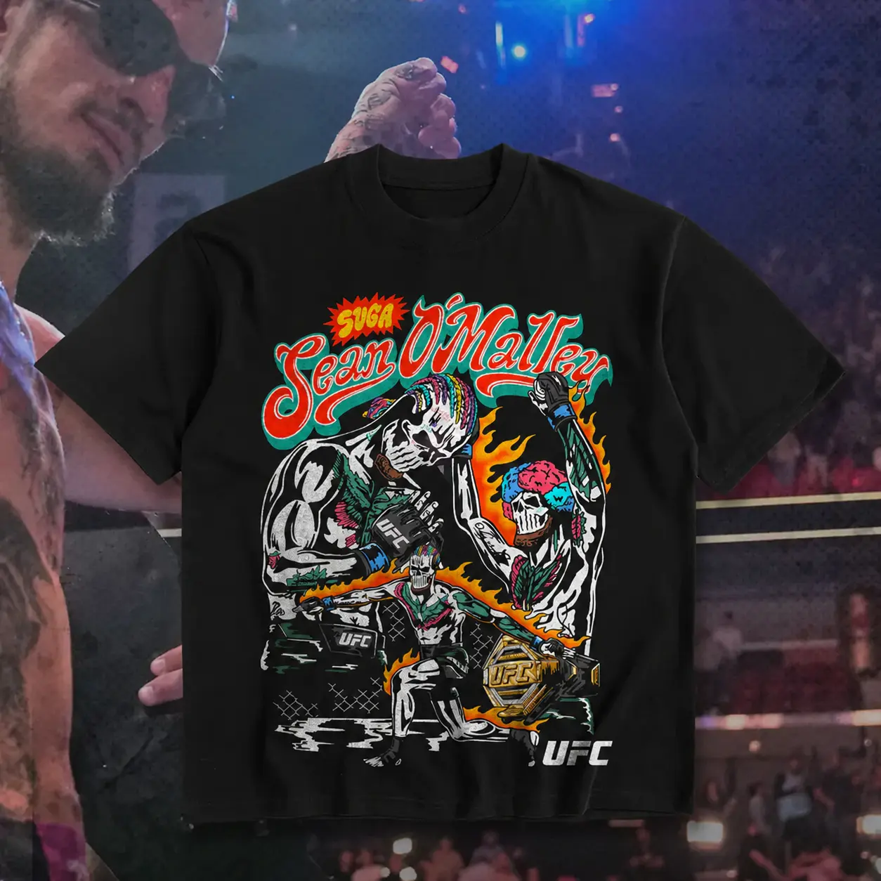 Suga Sean O'Malley UFC Heavy Cotton T-Shirt Sean O'Malley Graphic Tee Combat Sports Fan Shirt MMA Fight Night Shirt Gift for Men Women American Made Fightwear