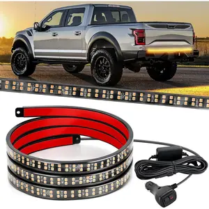 Nilight 60 Inch Truck Tailgate Strobe Light Strip Tail Bar Rear Window Working Lamp Ultra-Bright Double Row 360 LED for Pickup Trailers Construction Vehicles Car SUV, Amber