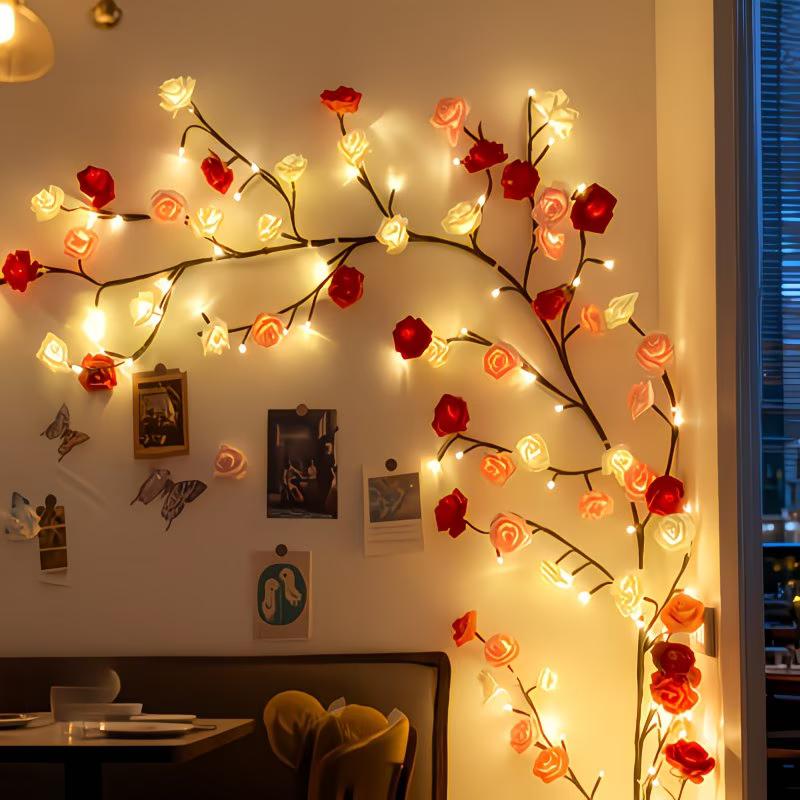 96-piece LED Eternal Rose Vine Light, USB-powered with remote control, suitable for DIY gifts and romantic decor—living room, bedroom, outdoor spaces, Valentine’s Day, Easter, Eid al-Fitr, spring, Mother’s Day gifts, room decoration, wall décor 96-piece LED Eternal Rose Vine Light, USB-powered with remote control, suitable for DIY gifts and romantic decor—living room, bedroom, outdoor spaces, Valentine’s Day, Easter, Eid al-Fitr, spring, Mother’s Day gifts, room decoration, wall décor