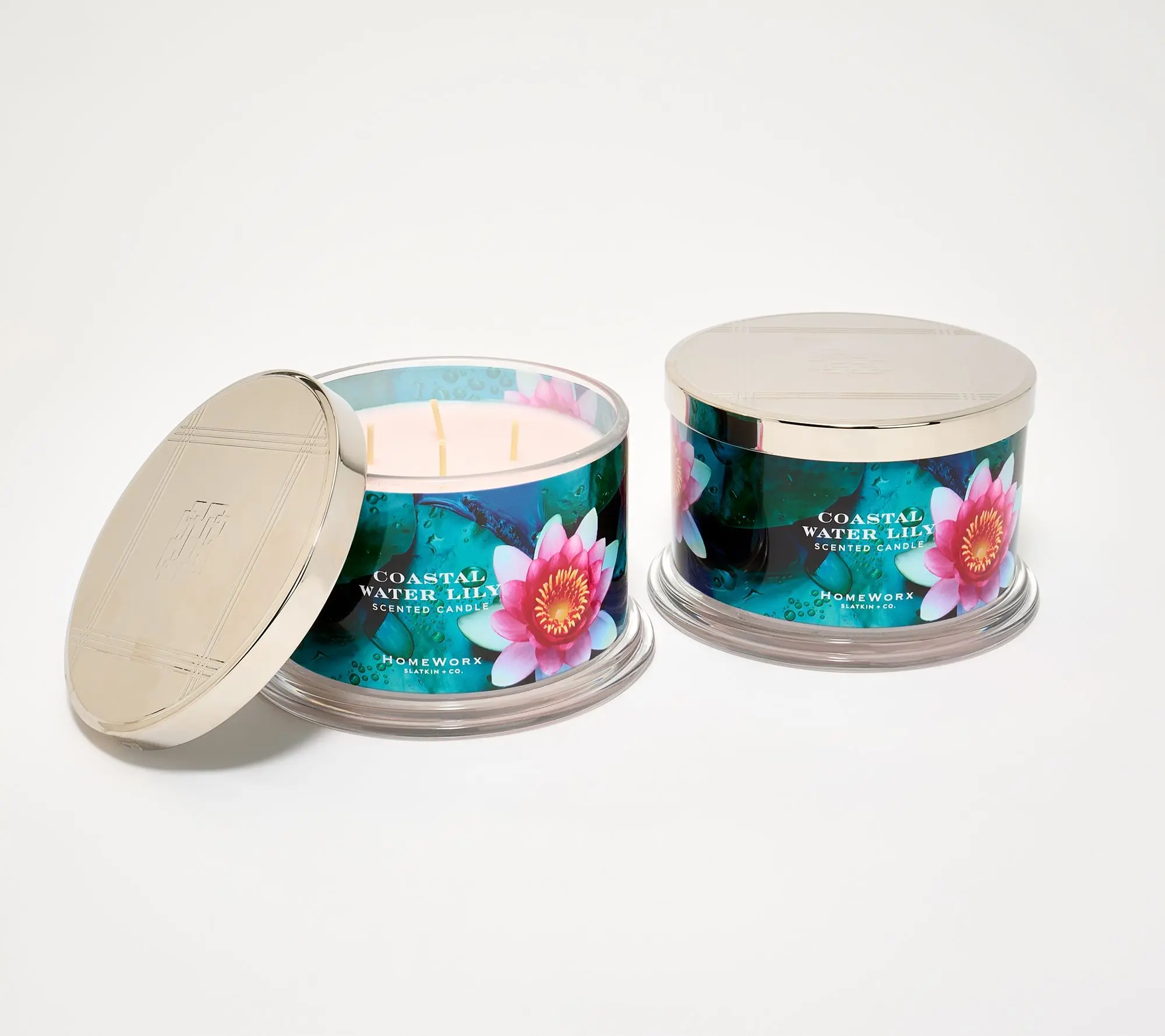 HomeWorx by Slatking + Co. S/2 18oz Coastal Water Lily Candles HomeWorx by Slatking + Co. S/2 18oz Coastal Water Lily Candles