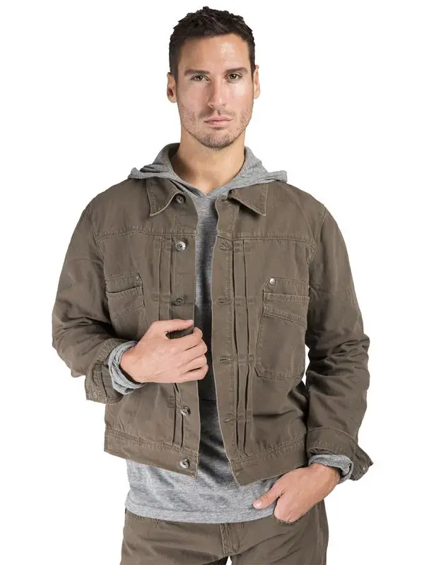 MEN'S FATIGUE HEAVY WASH CANVAS TRUCKER JACKET