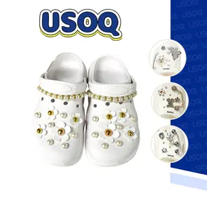 USOQ 22pcs Shoe Charms for Crocs Set Bling Shoe Charms for Women Cute Jewelry Flower Shoe Charm Girls Gold shoe decoration,Party Favors Birthday Gifts