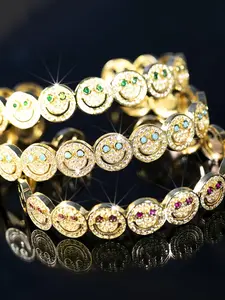 Luxurious Copper Chain Bracelet with Sparkling Cubic Zirconia Stones, Casual All-Season Accessory for Women & Girls, Exquisite Bracelet, Trendy Stack Bangle