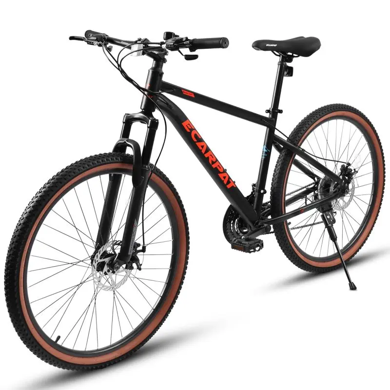 [Bellemave]24 Inch Mountain Bike for Teenagers, High Carbon Steel Frame, Disc Brakes, Durable Design, Brown Edge Tires, Ideal for School Commuting