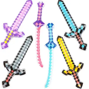 6-Pack Inflatable Pixel Sword Set | PVC Reusable Cosplay & Pool Party Props | Pixel-Themed Party Accessories