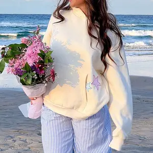 Womens Star Embroidery Hoodie Long Sleeve Hooded Sweatshirt With Pocket Casual Pullover Streetwear For Winter Fall Slim Fitted Color Block Tank Top short blue shirt business Women's Vertical Stripe Pullover