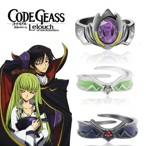 Anime CODE GEASS Lelouch of the Rebellion Ring Lelouch Lamperouge Zero Mask Cosplay Unisex Adjustable Rings Jewelry Accessories