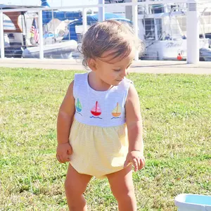 Nautical Adventure Light Blue Stripe Sun Bubble - Yellow Outfit for Baby & Toddler Boys