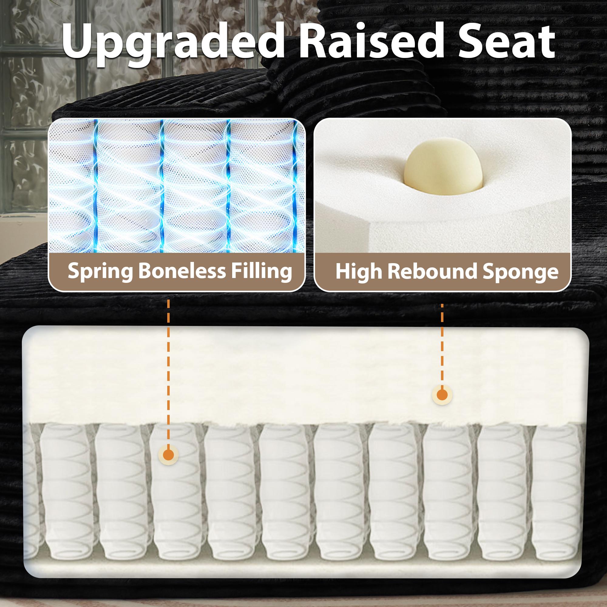 【5 Packages shipping】G/U/L-Shape Modular Sectional Couch Sofa, Compressed Plush Corduroy, Modern Sleeper Sofa for Living Room, Space-Efficient Design-Convertible Sectional Couch