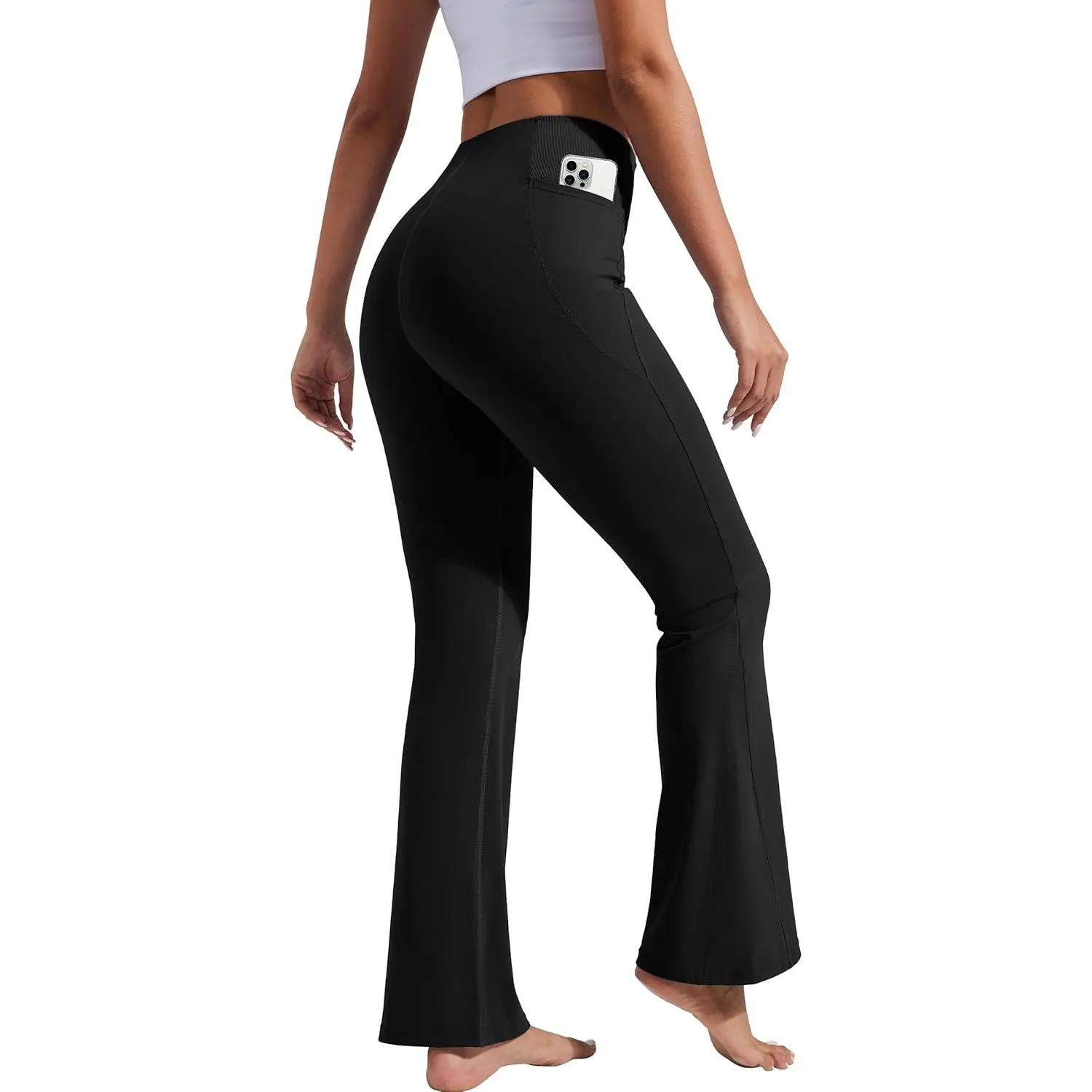 Pioneer Camp Women's Flare Yoga Pants Bootcut Flared Leggings with Pockets High Waist Tummy Control Bell Bottoms Gym Workout