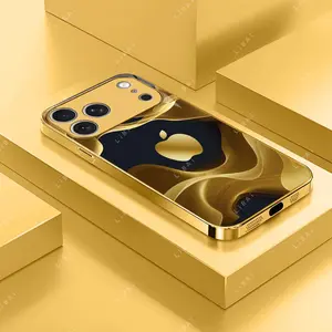 Gold and black tempered glass case with a minimalist, trendy, high-end, luxurious, and business-like design. Suitable for iPhone 17/16/15/14/13/12/11 & Galaxy S25/S24/S23/S22 models 995
