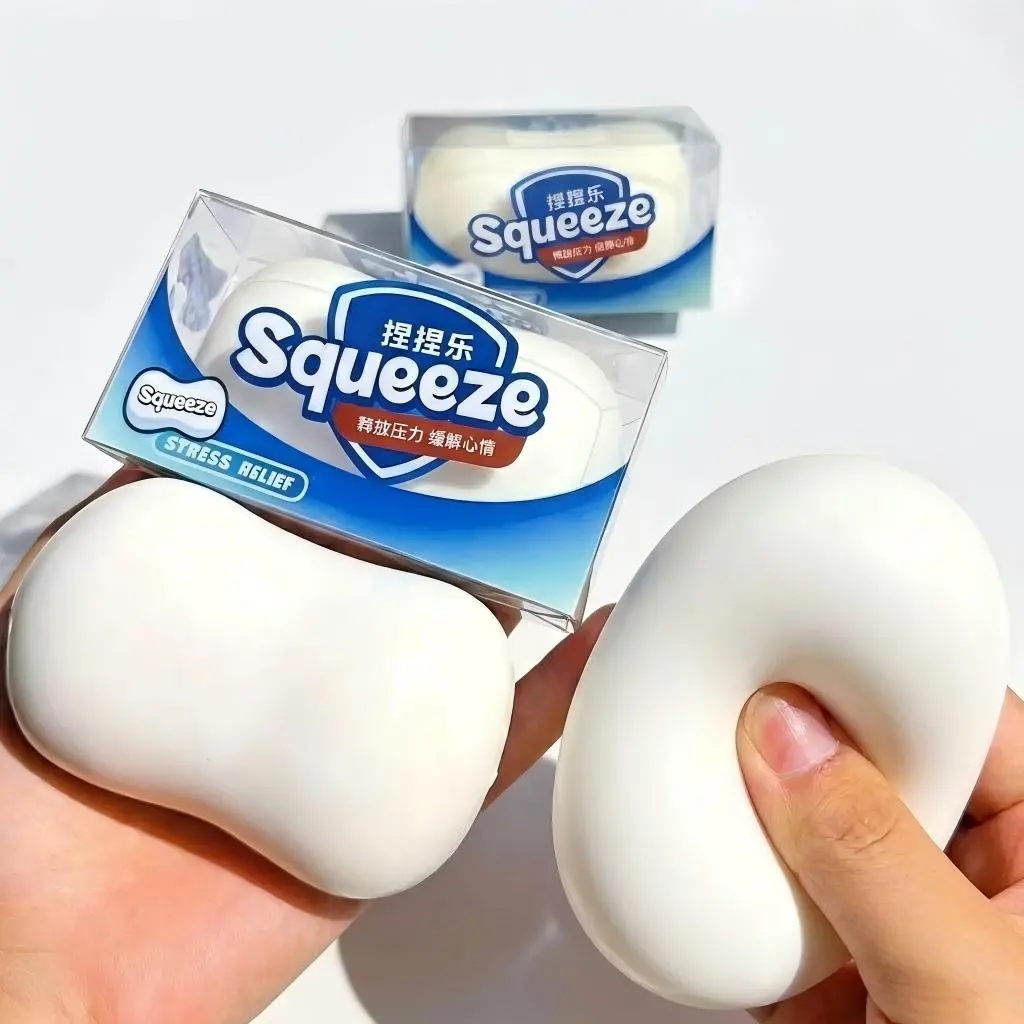 [US Stock] Crunchy Soap Stress Ball Squeeze Toy - Ultimate ASMR Sensory Relief, Round Block-Filled Anti-Anxiety Fidget for Adults - Portable Calming Travel/Office Desk Accessory, Novelty Fidget Gift