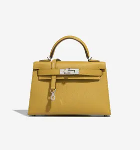 Pre-owned HERMÈS leather Top Handle Bags Kelly 28 Ambre Epsom 4000018155002