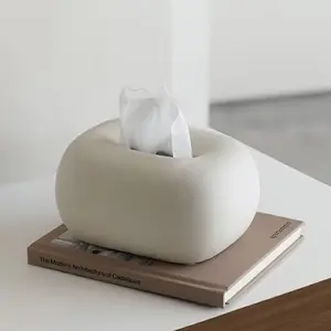 Modern Minimalist Milk Ceramic Tissue Box Cover, Tissue Dispenser, Creative Home Decor for Living Room Dining Table Coffee Table, Soft Decoration