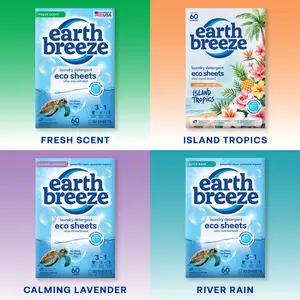 Earth Breeze Laundry Detergent Sheets - Bundle & Save - 240 Loads Liquidless Dissolvable Laundry Sheets - Powerful Clean With No Harsh Chemical Residue - No Plastic Jug