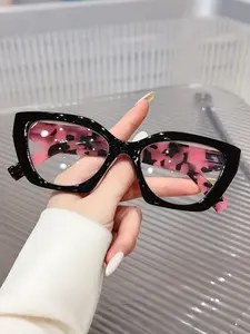 1pc Comfortable Spring Hinge Design Reading Glasses Retro Cute Cat Eye, Clear Transparent, Fashionable Magnifying Glasses for Elderly, Full Rim PC Frame, Lenses