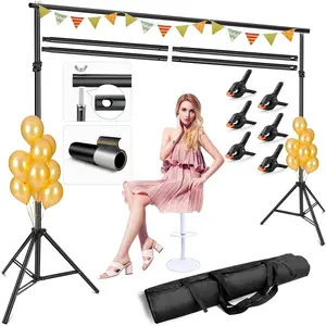 Photo Backdrop Stand for Parties,10x6.5FT Adjustable Backdrop Stand Studio Photography Background Stand, Back Drop Stand Banner Holder Kit with Carrying Bag and Clamps for Projector Screen, Photoshoot