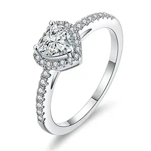 GEMSME 1.5CT Heart Cut 3 Color Luxurious  Cubic Zirconia Wedding Engagement Rings Eternity Bridal Band Halo Rings for Women R-0632