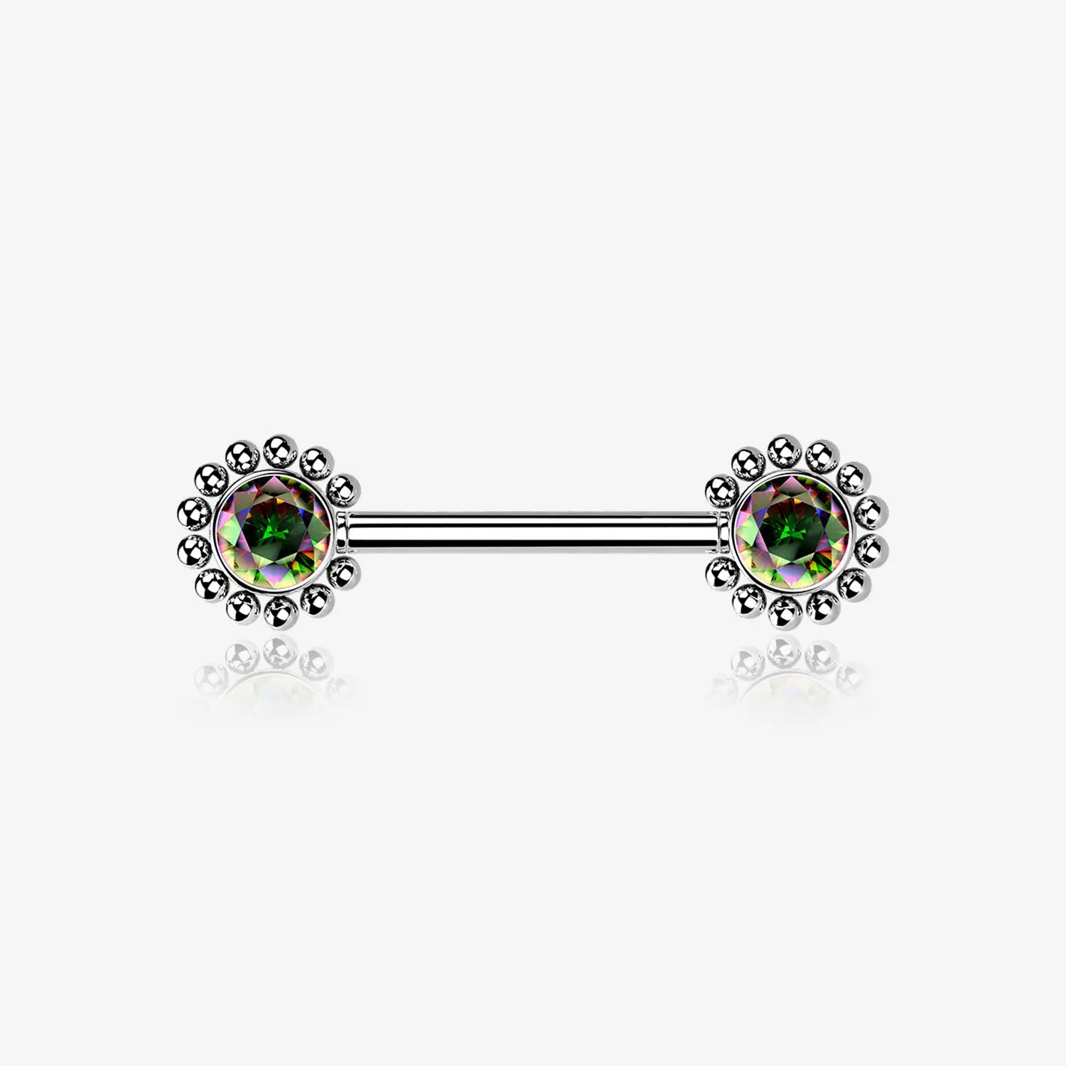 A Pair of Bali Bead Karma Circle Sparkle Threadless Nipple Barbell