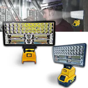 Cordless LED Work Light for Dewalt 20V Battery，90W 5400LM LED Wide Beam Flood Light with Two USB Charging Port LED Light for Emergency,Workshop,Garage.(No Battery)