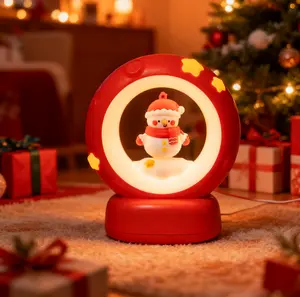 Santa Claus Christmas Tree Snowman Night Light LED Bedside Table Lamp for Kids Nightstand Nursery Bedroom Home Room Decor Christmas Gift for Adult Toddler Boys Girls Red Christmas Tree Design Glitter Christmas Ball Night Light