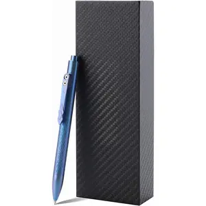 Titanium Retractable Pen Compatible with Parker Refill Lightweight Pen with pen clip for EDC Signature Business Office Writing Color Blue(DTP01)