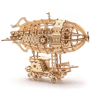 3D Wooden Puzzles for Adults,Wooden Toy for Kids and Adults,Model Building Kit,Educational Brain Teaser,Best Educational Christmas Birthday Day Gift for Friends (Wooden Airship)