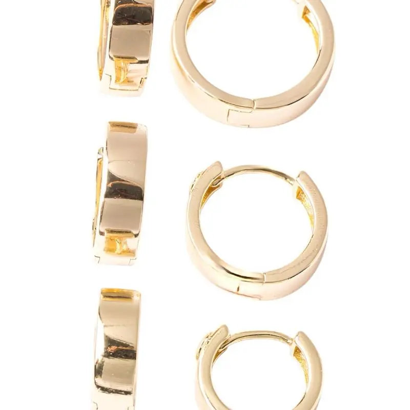 Everyday Chunky Gold Huggie Hoop Earrings - 6mm Thick, 14mm-18mm Multi-Size, Bold Design, Secure Latch Closure
