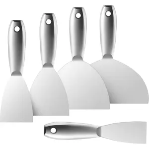 Putty , 5 count Putty  Set, 2" 3" 4" 6" 8" Stainless Steel Scraper, Spackle , Wallpaper Scraper  Scraper Tool for Drywall Repair, Removing Wallpaper, Mud, Applying Plaster