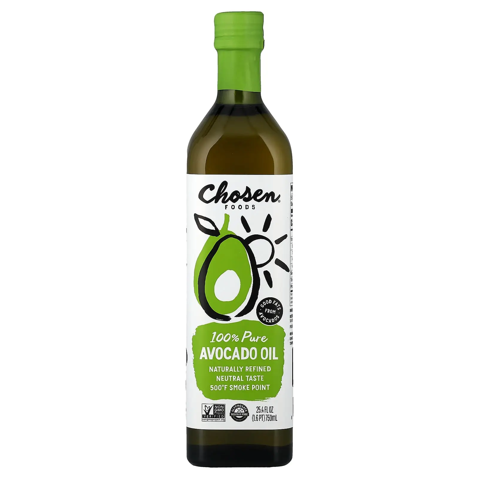 Chosen Foods 100% Pure Avocado Oil, 25.4 fl oz (750 ml) Chosen Foods 100% Pure Avocado Oil, 25.4 fl oz (750 ml)