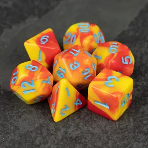 Orange & Yellow Marbled Dice Set