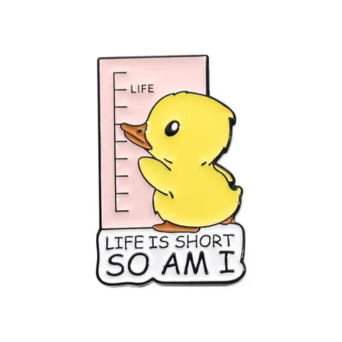 Cute Duck Design Brooch, Fashionable Letter Pattern Brooch for Women & Men, Enamel Pin Suitable for Backpacks, Jeans, Scarves, Hats Decoration, Fashion Accessory, "Life is short so am I"