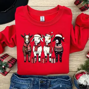 Goat Lover Animal Christmas Shirt, Funny Farm Animal Sweatshirt, Cute Goat Christmas Hoodie, Goats in a Row Tee, Holiday Gift for Goat Mom