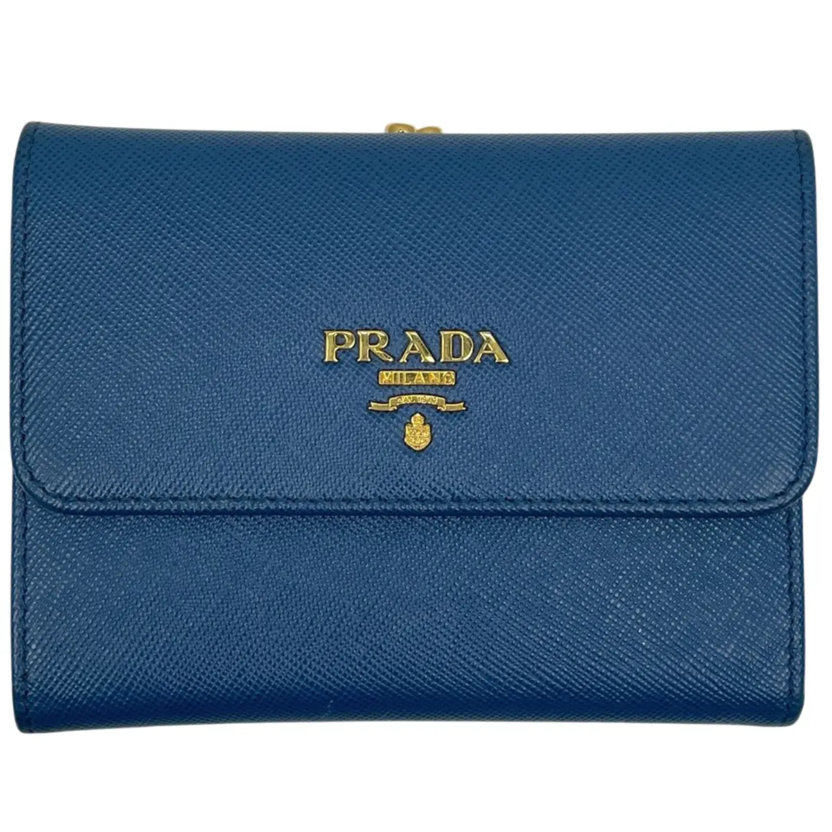 Pre-owned PRADA leather Clutches & Wristlets Cobalt Saffiano Continental Wallet 4000014029741
