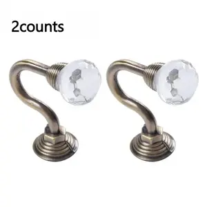2Pcs Tassel Holdback Metal Curtain Holder Crystal Ball Hooks Wall Mounted Hanger