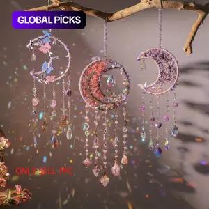 Natural Crystal Design Sun Catcher Pendant, 1 Count Elegant Colorful Crystal Prism, Suitable for Garden, Terrace, Front Porch and Balcony Decoration, Hanging Outdoor Decor #GLOBAL PICKS