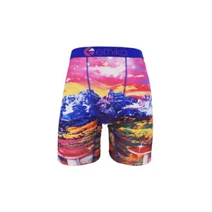 ETHIKA Men's Underwear Boxer Briefs Summer Surf Sexy 3D Printed Beach Swimwear Men Swim Panties Volleyball Sports Gym Shorts Man