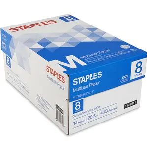 Staples Multiuse Copy Paper, 8.5" x 11", 20 lbs., 94 Brightness, 500 Sheets/Ream, 8 Reams/Carton (26860-CC)