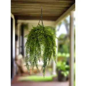 Artificial Hanging Boston Fern Indoor Outdoor Home Decor Easy UV Protected Garden Plants