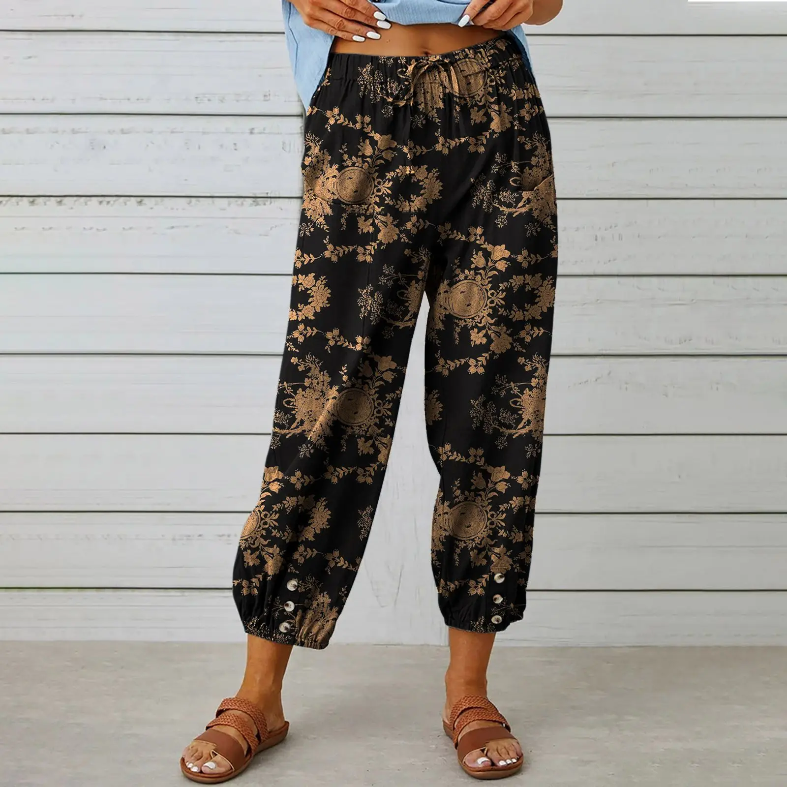 Women Casual Capri Pants Elastic Waist Baggy Womens wear Bottom sual pants for women business casual Women Casual Capri Pants Elastic Waist Baggy Womens wear Bottom sual pants for women business casual