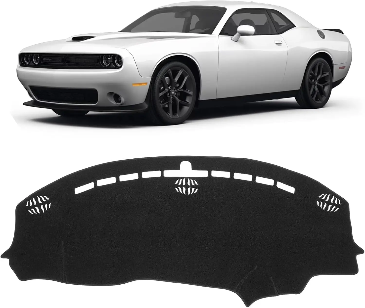 KUST Car Dash Cover for Dodge Challenger 2015-2022 2023 2024 Left Hand Driving Non-Slip Center Console Dash Cover Interior Accessories for Dodge Challenger Custom Fit Dash Mat Sunshade No Glare Black