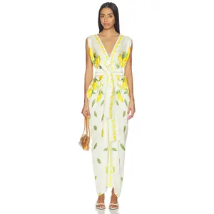 Verandah Dripping Alphonso Silk Dress in Ivory Mangoes