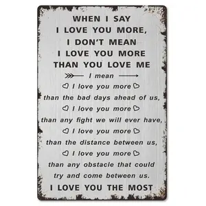 Rustic 2D 12x8 Inch Aluminum Love Sign – "I Love You The Most" Heartfelt Quote for Couples | Ideal Valentine’s Gift for Him & Her | Home & Bedroom Decor