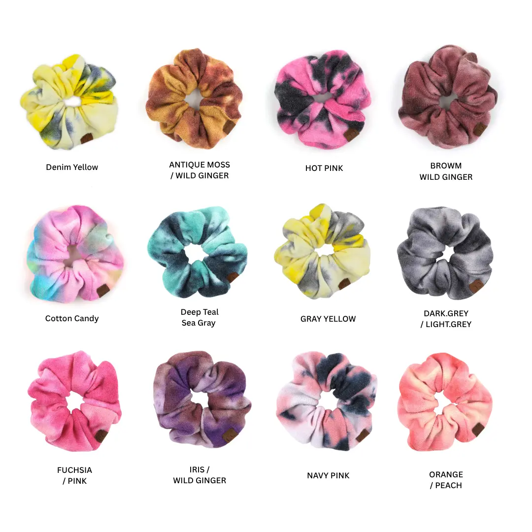 Tie-Dye Plush Hair Scrunchie for Women Soft Absorbent Durable Material Perfect for Everyday Style Family Seasons 12 Color Options Festival Hair Ties Colorful Hair Ties