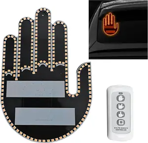 LED Hand Gesture Light for Car, 3 In1 Car Sign Finger Light with Remote Control, Funny Back Window Sign Light Accessories for Cars Trucks, Car Gadgets & Road Rage Signs, No Battery