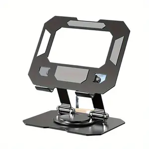 360-degree rotating desk stand for tablets and phones - adjustable folding ergonomic viewing angle, sturdy metal construction, home office desk space saving design, portable & space-saving