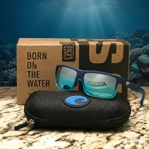 Costa Del Mar Matte Atlantic Blue Frame & Gray Lens Sunglasses – Full Set Included