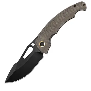 ARTISANCUTLERY Folding Pocket Knife for Men 3.86" AR-RPM9 Black PVD Steel Blade with American OD Green Micarta Handle Xcellerator(1860P) for Christmas gift, Survival Gear Survival Equipment Set